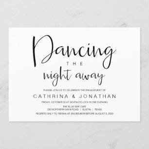 Handgeschreven, zwart script, Engagement Party Kaart