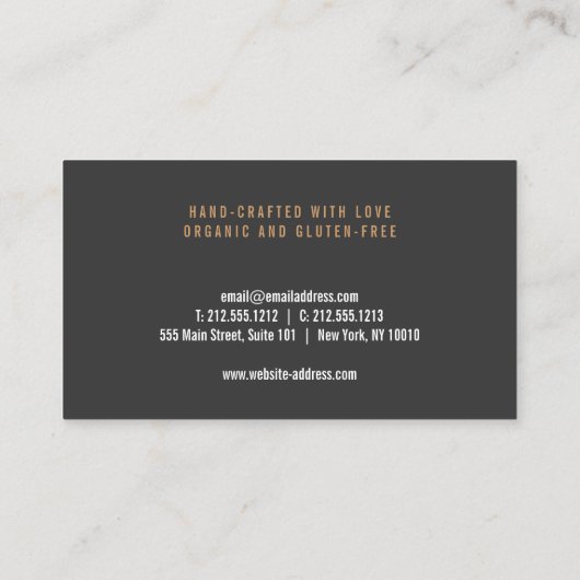 Handgestempeld koperen en witte patroon visitekaartje (Achterkant)