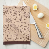 Handgetekend Bakkerij Patroon Challah Thema Theedoek (Quarter Fold)