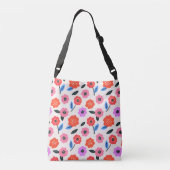 Handgetekend bloemenpatroon crossbody tas (Achterkant)