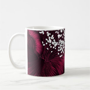 Handgetekend bloempatroon met kamelia-bloemen koffiemok
