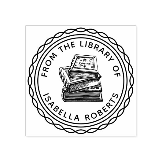 handgetekend boek rond uit de bibliotheek van rubberstempel (Afrduk)