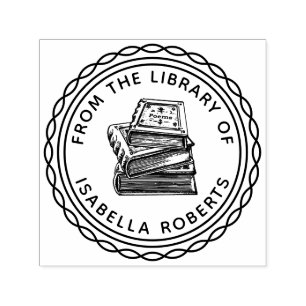  handgetekend boek rond uit de bibliotheek van  zelfinktende stempel