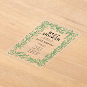 handgetekend botanisch Baby shower Acryl Uitnodigingen (Laagn)