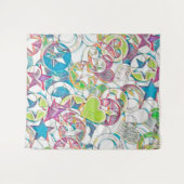 Handgetekend door EDDArt - Sterren en Harten 1 Wandkleed (Voorkant (horizontaal))