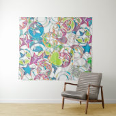 Handgetekend door EDDArt - Sterren en Harten 1 Wandkleed (In Situ (horizontaal))