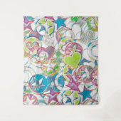 Handgetekend door EDDArt - Sterren en Harten 1 Wandkleed (Voorkant)