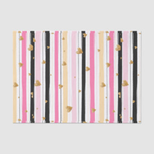 Handgetekend Faux Gold Hearts & Stripes Patroon 2 Tissuepapier
