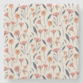 Handgetekend floreel patroon stenen onderzetter (Voorkant)