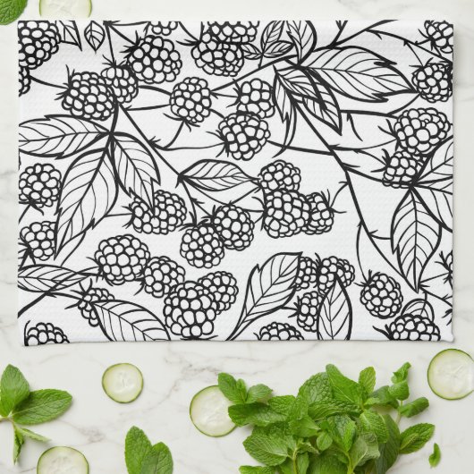 handgetekend frambozen theedoek (Gevouwen)
