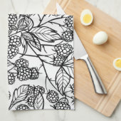 handgetekend frambozen theedoek (Quarter Fold)