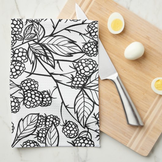 handgetekend frambozen theedoek (Quarter Fold)