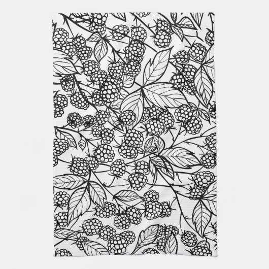 handgetekend frambozen theedoek (Verticaal)