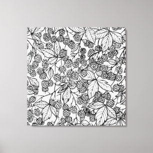 Handgetekend frambozenpatroon canvas afdruk