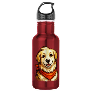 Handgetekend Happy Golden Dog T-shirt Waterfles