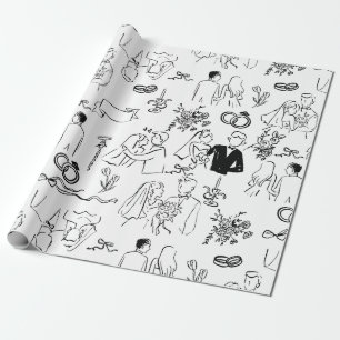 handgetekend huwelijks trouw engagement aanzoek cadeaupapier