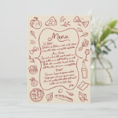 Handgetekend Italiaans Huwelijksmenu Menu (Staand voorkant)