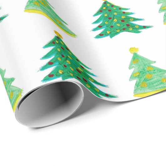 Handgetekend kerstboompatroon cadeaupapier (Rol Hoek)