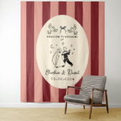 Handgetekend krabbel-huwelijks-welkomstbord wandkleed (In situ)