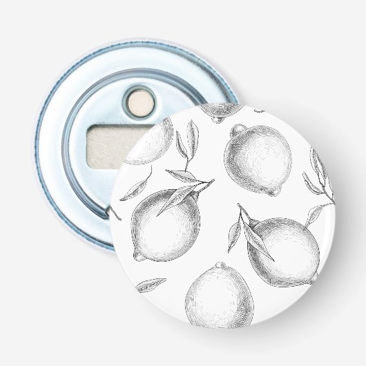 Handgetekend Lemon-patroon Button Flesopener (Voorkant)