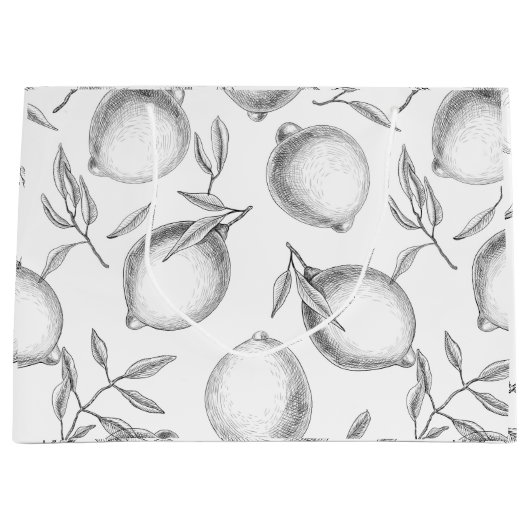 Handgetekend Lemon-patroon Groot Cadeauzakje (Voorkant)