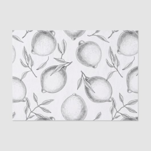 Handgetekend Lemon-patroon Tissuepapier (Voorkant)