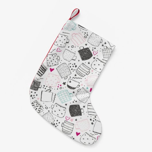 Handgetekend mok, naadloos ontwerp. kleine kerstsok (Voorkant (Hangend))