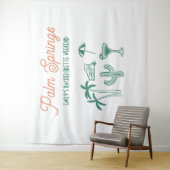 Handgetekend Palm Springs Roze Bachelorette Weeken Wandkleed (In situ)