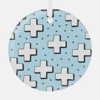 Handgetekend patroon met plusteken. glas ornament