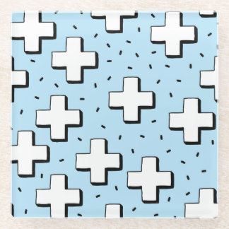 Handgetekend patroon met plusteken. glazen onderzetter