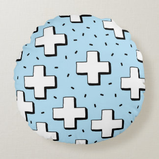 Handgetekend patroon met plusteken. rond kussen