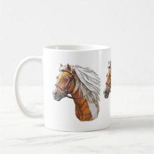 Handgetekend portret van een pinto paard koffiemok