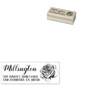 Handgetekend Roos Achternaam Script Retouradres Rubberstempel (Gestempeld)