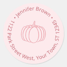 Handgetekend roze pompoen baby shower retouradres