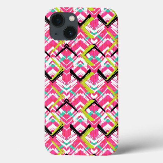Handgetekend roze zigzagpatroon Case-Mate iPhone case (Achterkant)