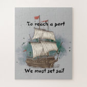 Handgetekend schip in bow Wave on Splash Backgroun Legpuzzel (Verticaal)