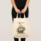 Handgetekend schip in bow Wave on Splash Backgroun Tote Bag (Voorkant (product))
