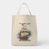Handgetekend schip in bow Wave on Splash Backgroun Tote Bag (Achterkant)