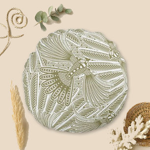 handgetekend vogelsilhouet rond kussen