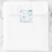 Handgetekend zeeleven vierkante sticker (Tas)