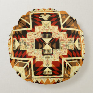 Handgetekende, abstracte illustratie van Native Am Rond Kussen