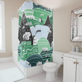 Handgetekende abstracte scandinavische afbeelding douchegordijn (In situ)