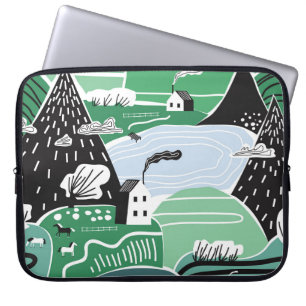 Handgetekende abstracte scandinavische afbeelding laptop sleeve