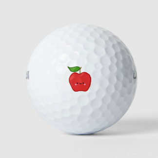 Handgetekende Apple Cartoon Illustratie Golfballen