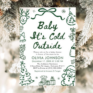 Handgetekende Baby It's Cold Outside Baby Shower Kaart