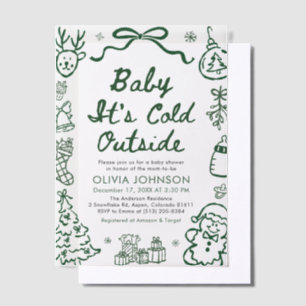 Handgetekende Baby It's Cold Outside Baby Shower Vellum Uitnodigingen