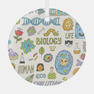 Handgetekende biologie,  illustratie glas ornament