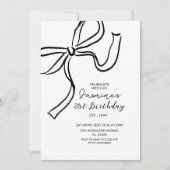 Handgetekende Black Bow Doodle Invitation Kaart (Voorkant)