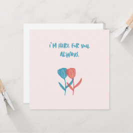 Handgetekende blauwe en roze tulpen geïnspireerd o kaart