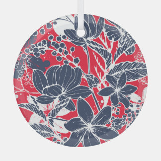  handgetekende bloemen, elegant dessin. glas ornament